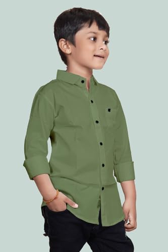 Image of Boys Solid Casual Shirt in Cotton Fabric