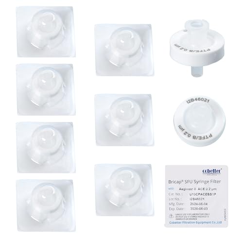 Image of Pack of 10 Hydrophobic PTFE Syringe Filters 0.2μm 13mm for Air Venting, Sterile Individually Packaged