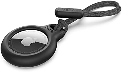 Belkin Apple Airtag Secure Holder With Strap - Apple Air Tag Keychain - Airtag Holder With Strap For Key Ring - Airtag Keychain Accessories - Scratch Resistant Airtag Case With Raised Edges - Black
