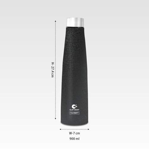 Image of Clay Craft VACBOTT Chariot Single Walled Non Insulated Water Bottle-900ML, 6-Piece(Black) Leak Proof | Easy Grip |Easy To Carry| Gym Bottle | Home | Kitchen | Hiking | Treking Bottle | Travel Bottle