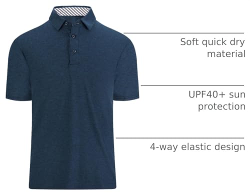 Image of Damipow Premium Golf Shirts for Men Dry Fit Performance Polo Short Sleeve Collared Shirt