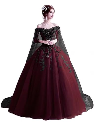 Women's Off The Shoulder Masquerade Puffy Prom Dress Long Ball Gowns Quinceanera Gothic Dress Sweet 16 - Image 7