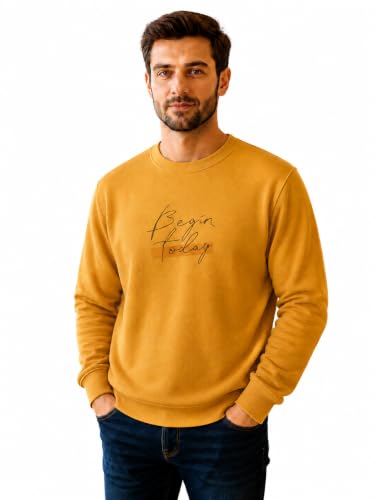 Image of Mack Jonney Men's Printed Fleece Sweatshirt|Full Sleeve Round Neck Winter Sweatshirt for Casual Wear|Travel|Gym & Everyday Style-mj-403