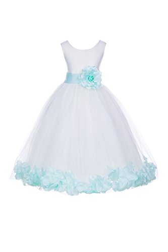 ekidsbridal White Flower Girl Dress Guava Apple Green Teal Blue Raspberry Black Gray 814S M