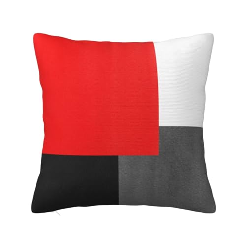 YsoLda Housse de Coussin, taie d'oreiller décorative, Housses de Coussin Douces 40x40 cm pour canapé de Chambre à Coucher, Bloc géométrique Rouge Gris...