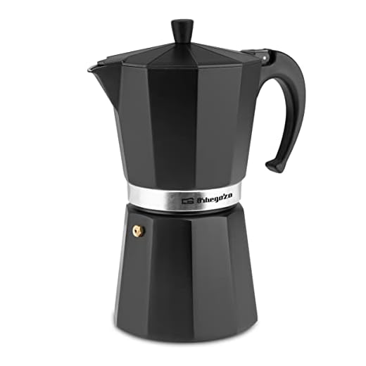 Orbegozo KFN 1210 - Cafetera italiana de aluminio, 12 tazas de capacidad, mango ergonómico, válvula de seguridad, filtro desmontable, Color Negro