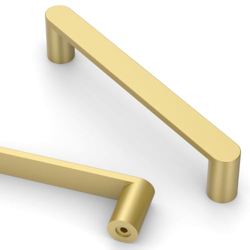 Image of Asidrama 5 Pack 5 Inch(128mm) Brushed Gold Cabinet Pulls Heavy-Duty Solid Kitchen Cabinet Handles Gold Dresser Drawer Hardware for Bathrooms Cabinets