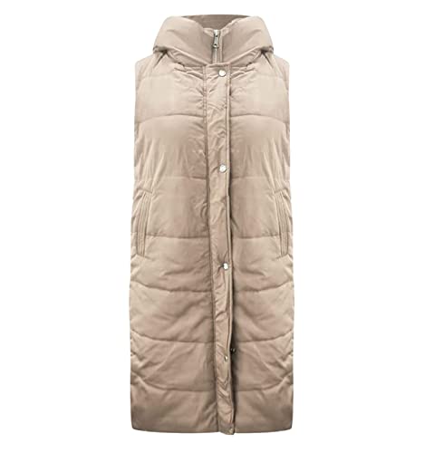 Chaleco acolchado largo mujer chaqueta sin mangas térmica con capucha casual invierno