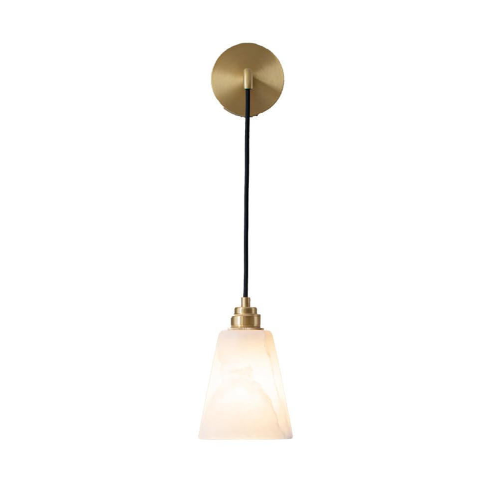 SEMANHUA Alabaster Wall Sconces - Elegant Nordic Style Bathroom Vanity Lighting Fixture Copper and Marble Design