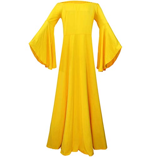 BOTCAM Mujeres embarazadas sexy fotografía apoyos hombros descubiertos maternidad sólido vestido de maternidad moda, amarillo, M-36/38/40
