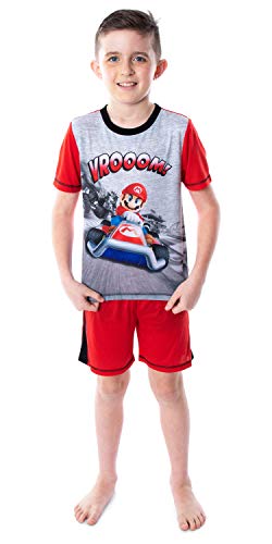 Super Mario Bros. Boys' Mario Kart VROOOM! Video Game Shirt Pants and Shorts 3 Piece Pajama Set3