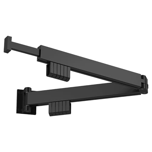 HONPHIER Drying Rack Laundry Collapsible Wall Mounted Clothes Drying Rack with Hooks Strong Clothes Airer Indoor Outdoor Saving Space Drying Racks for Balcony, Bathroom, Bedroom (Black, 2-Fold) - Image 7