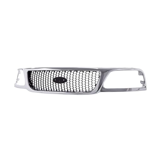 Image of Front Grille Chrome Shell Assembly with Honeycomb Insert Fit for 1999-2003 Ford F-150 F-250 Pickup Replaces FO120040