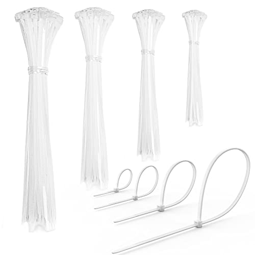 200 Stück Kabelbinder Weiß Set 100/150/200/300 mm(je 50 Stück) Highwings Nylon Verschiedene Größen Super Haltbar Selbsthemmend Kabelbinder für Kabelmanagement Gartenarbeit Wohnen und Werkstätten