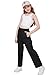 WULFUL Girl’s Cargo Sweatpants Wide Leg Fleece Lined Casual Pants for Girl Fall Winter Baggy High Waisted Pants with Pockets Black