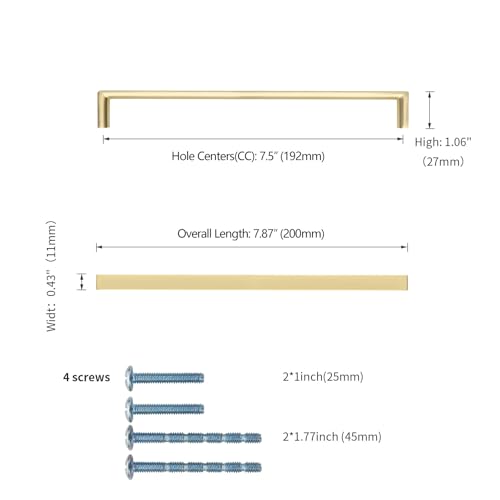 Image of 10 Pack 7.5 Inch(192mm) Kitchen Cabinet Handles Gold Cabinet Pulls Kitchen Cabinet Hardware Drawer Pulls for Cupboard Wardrobe