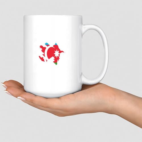 Wodevor Mug azerbaïdjan de 445 ml avec carte de l'État - Jolie tasse à café pour maman, grand-mère, cadeau d'anniversaire - En céramique - Blanc