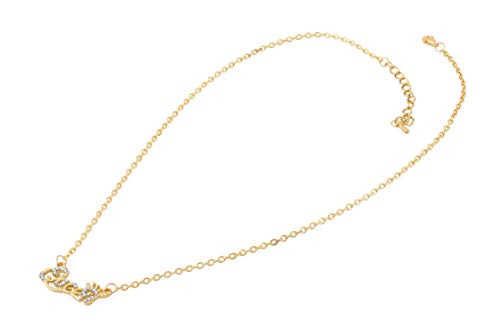 Image of Yellow Chimes Pendant for Women Alphabetical Queen Crown Clavicle Rhinestone Short Chain Gold Plated Chain Necklace for Women and Girl's Valentine Gift for Girls