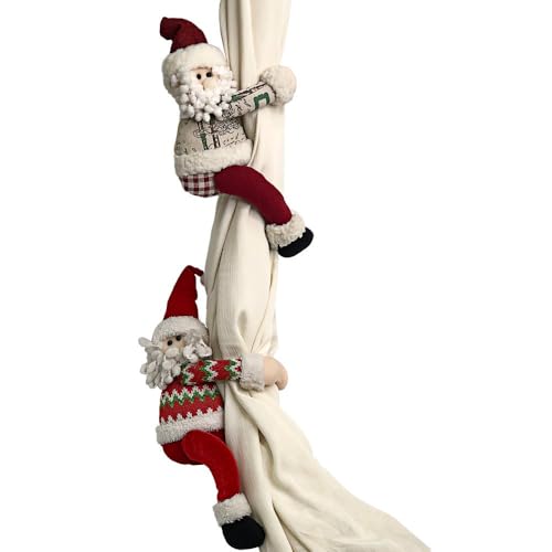 Boneca Papai Noel Segurando Cortina, Natal