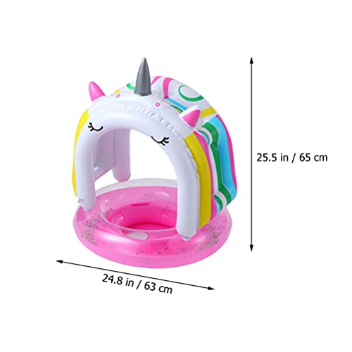 HEMOTON Anel de natação de unicórnio com dossel PVC inflável para natação brinquedo inflável de água