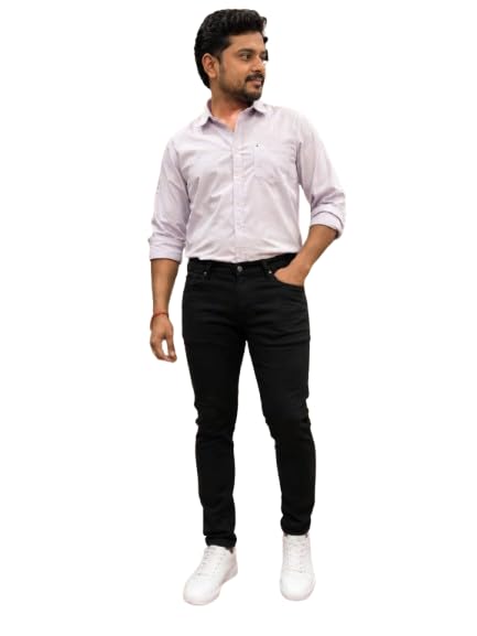 Akso Men's Solid Black Denim Jeans | Non Stretch Slim Fit Jeans for Men | Mid Rise Casual Denim Pants | Stylish Everyday Wear | Black-image-11