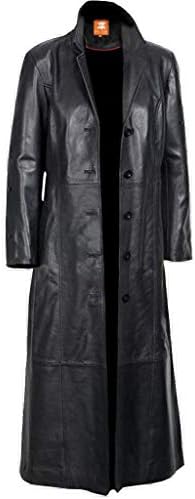 Sheepskin, Women's Long coat Black Glossy Original Leather, for sale on Amazon (M)