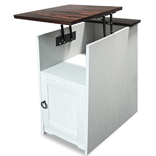 Lift Top Nightstands, Side End Table with 2 Drawers with Installation Video, Open Storage Shelf and Metal Frame, End Table for Living Room Office Bedroom Lounge, Easy Assembly, White Lift Top Nightstands, Side End Table with 2 Drawers with Installation Video, Open Storage Shelf and Metal Frame, End Table for Living Room Office Bedroom Lounge, Easy Assembly, White