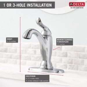 Miniatura 5 de Delta Faucet Linden - Grifo de baño de un solo agujero, grifo de baño de una sola manija, cromado, grifo de lavabo de baño, tecnología de sello de