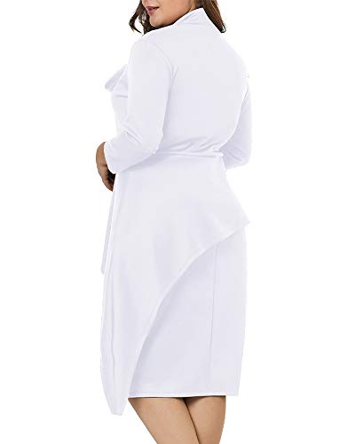 LALAGEN Women's Plus Size Long Sleeve Peplum Tie Neck Bodycon Pencil Midi Dress2