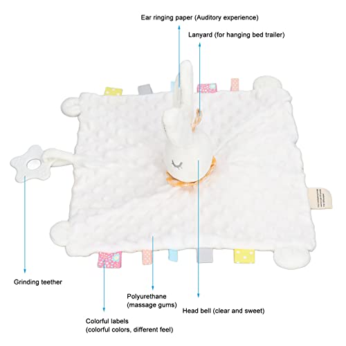 Image of Alomejor Baby Bunny Security Blanket Chewable Accompany Enrich Senses Baby Teether Blanket