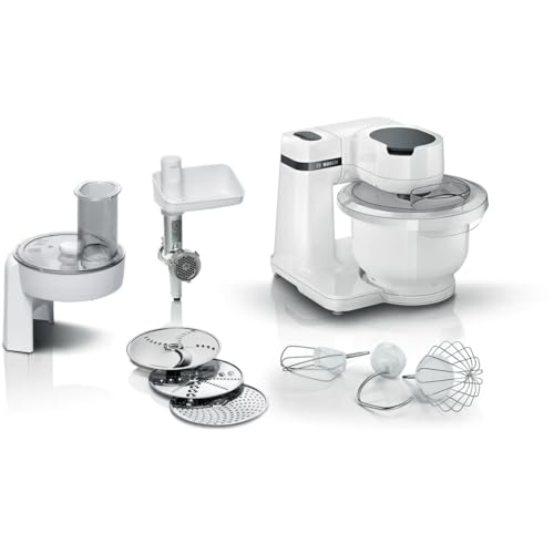 Bosch Serie 2 MUMS2AW21 - Robot pastelero (700 W, 4 velocidades, 3,8 L, 3 discos, picadora de carne, color blanco