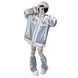 Zenrave Tenshi Kawaii Tenshi Kaiwai Jacket - Jojifuku Jirai Kei Cutecore Y2K Cute Kawaii Harajuku Clothes (Light blue,X-Large)