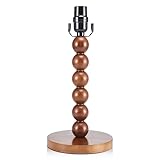 Tuanse 1 Pack Wooden Beads Stick Lamp Holder Brown Wooden Lamp Base Without Shade 14.2 x 6.5 x 6.5 Inches E...