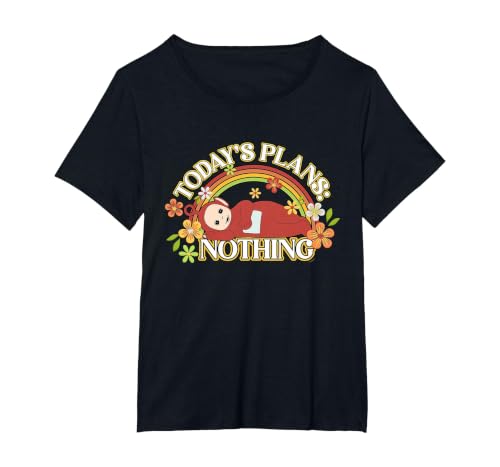 Teletubbies Today's Plans Nothing Po Vintage Floral T-Shirt, Women's Plus, Black, 1X