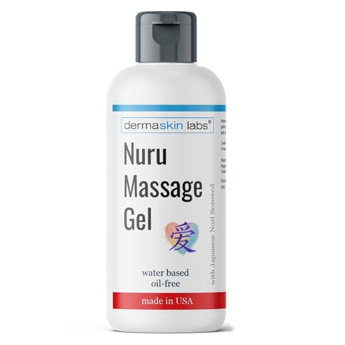 Nuru Massage Gel Body on Body Massage Gel All Natural Water Based Non-Staining Non-Oily Super Slippery for Sore Muscles Dry Skin with Japanese Nori Seaweed Made in USA