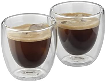 WMF Kult doppelwandige Espressotassen Glas Set 2-teilig, doppelwandige Gläser 80ml, Schwebeeffekt, Thermogläser, hitzebeständiges Espresso Glas
