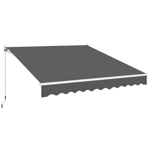 Yaheetech Toldo Manual Retráctil 300x250cm con Manivela de Aluminio de Pared o Techo con Protección Solar UV50+ para Jardín Terraza Exterior Gris Oscuro