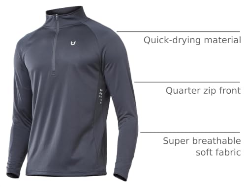 Image of NORTHYARD Men's Quarter Zip Pullover Athletic Running Shirt Long Sleeve | 1 /4 Zip Top, Quick Dry Lightweight, Moisture Wicking Breathable, Reflective Strips, Performance Workout Gym, Hiking Sports