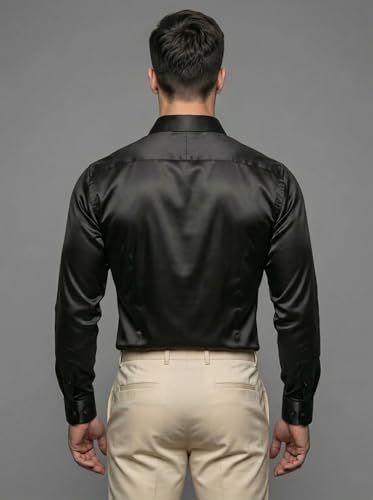 Image of Diverse Men's Satin Casual Shirt | Premium Solid Poly Satin | Wrinkle-Free, Full Sleeve Regular Fit Office, Business Wear