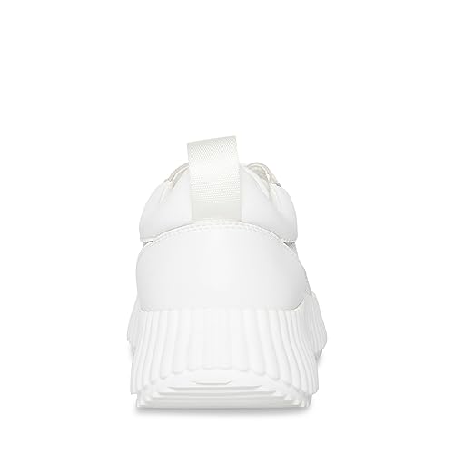 Steve Madden Women's Shock Sneaker, White Leather, 7.5
