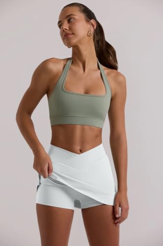 Oqq WOMEN SKIRTS OQ322 2 Piece Yogs Skirts Basic Versatile Stretchy Casual High Waist Mini Skirts White Pea Green thumb #5
