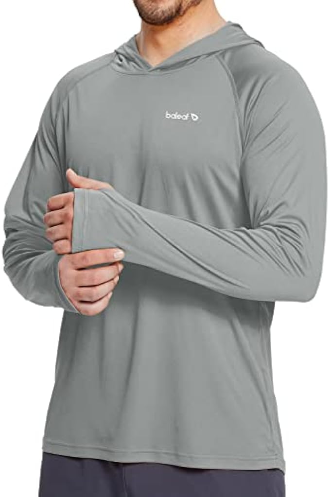 BALEAF Men's Sun Protection Hoodie Shirt UPF 50+ Long Sleeve UV SPF T-Shirts Rash Guard Fishing Swimming Lightweight