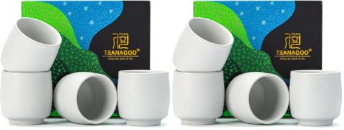 Image of TEANAGOO Japanese Tea Cups, Chinese Tea Cup, 7.2Oz / 205 Ml, Ceramic Tea Cups for Adults, Ceramic Cups no Handles, Japanese Cups, Asian Matcha Cup, Ivory White, 4 Pcs /Box, H7 (Pack of 2)