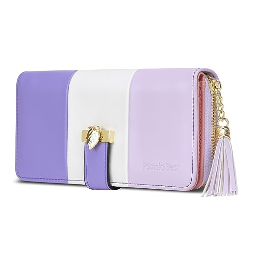 Image of Women's Wallets RFID Blocking Card Wallets for Women with Multiple Card Holder and Cellphone Compartment, Purple