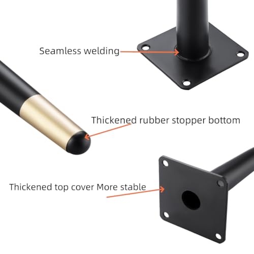 MEETOZ 4 inch / 10cm Furniture Legs Setm,4PCS Metal Cabinet Legs,With screws,with Rubber Floor Protectors - Image 3