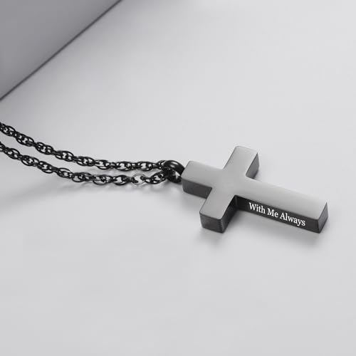 Cremation Cross Necklace for Ashes Cross Urns Locket Pendant Ashes Holder Stainless Steel Memorial Jewelry-With Me Always2