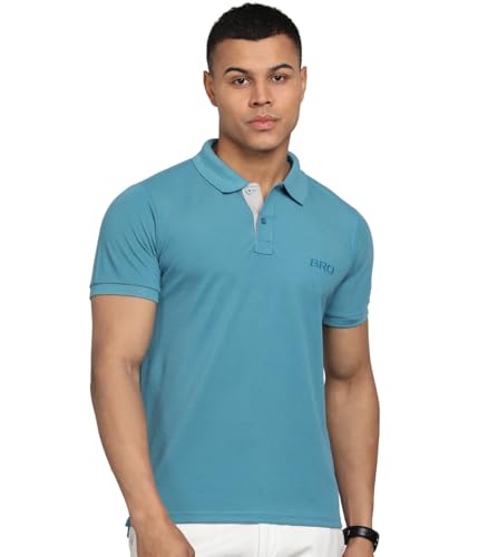 Image of INKKR Men Solid Polo Neck Cotton Blend Collar T-Shirt
