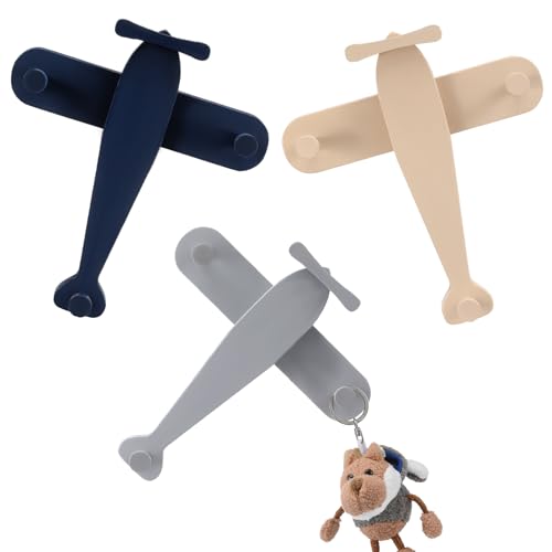 AceOrbit 3 Pack Airplane Shaped Wall Coat Hooks Vintage Nursery