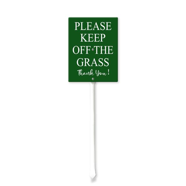 Horienteeon Keep Off The Grass, Thank You Signs for Yard with Stake, Sturdy Aluminum Sign Rust Free, Green Lawn Sign Decoration for Yard Garden Lawn Outdoor 20×30cm