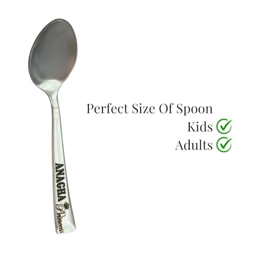 Image of Ncgifts Personalized Spoon, Customized Spoon and Fork | Spoon with Name, Name Spoon with Name and Cartoon Character Engraved on Spoon and Fork Personalized.